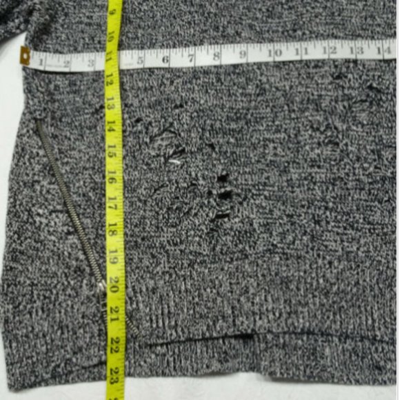 Express Size S Black White Distress Sweater Top - Picture 4 of 8